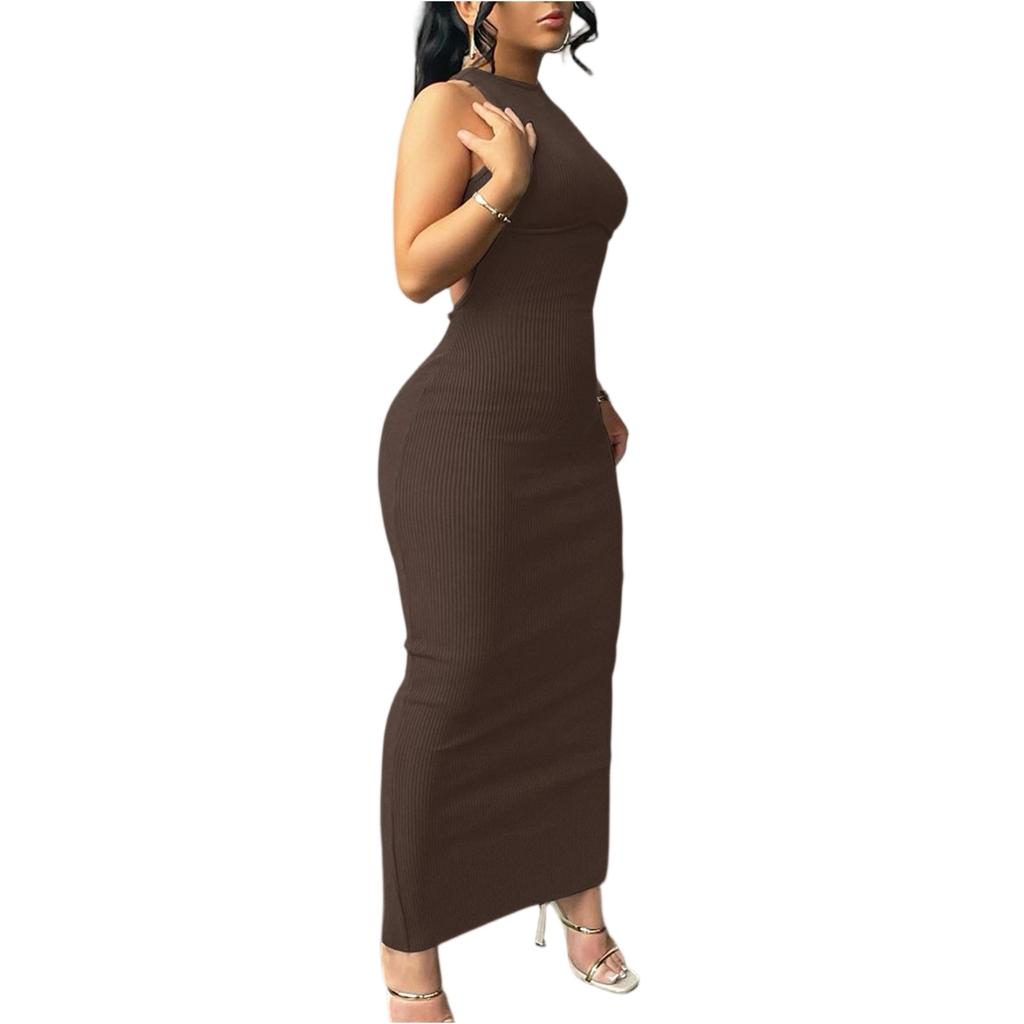 Abito Tank Bodycon Sexy da Donna Abiti Maxi Lunghi Basic Senza Maniche Festa Club Spiaggia Abiti da Sole