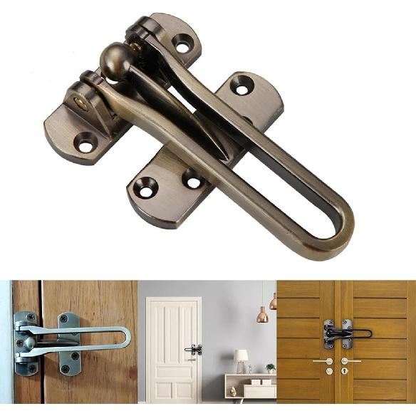 TopHomer Swing Bar Door Lock Inner Door Chain Lock Zinc Alloy Hotel Door Latch Lock for Home Security Easy to Install (Black)