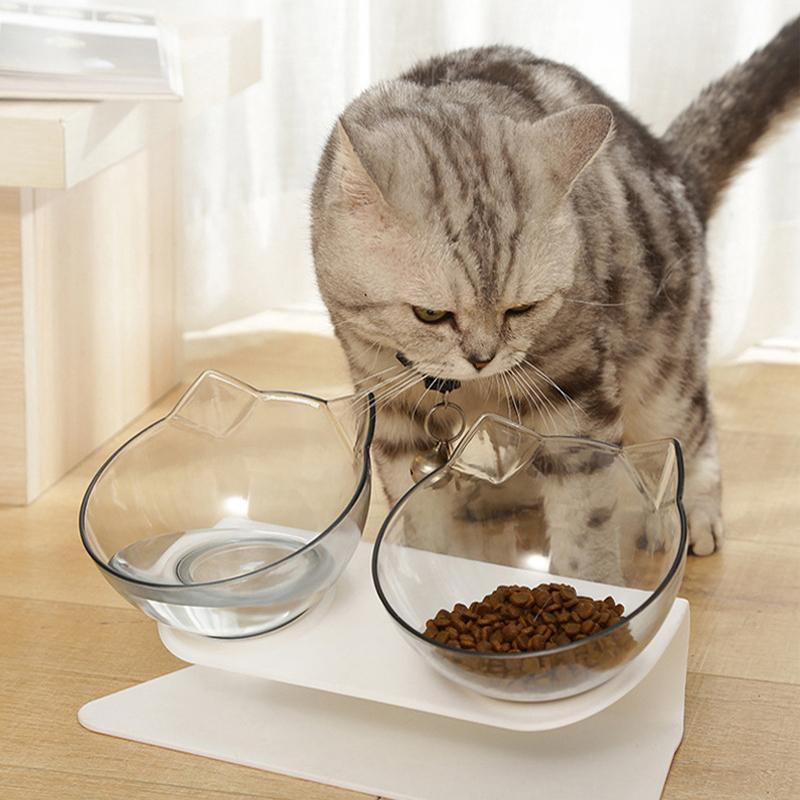 Miska dla kota 1 szt. Miska dla zwierząt Miska uchylna do karmienia Akcesoria dla zwierząt Miska ochronna na szyję Podwójna miska Miska na karmę dla zwierząt Miska na ryż