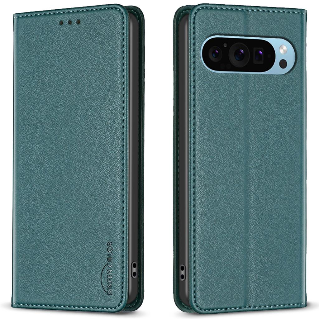 BINFEN COLOR BF18 For Google Pixel 9/Pixel 9 Pro Leather Case Magnetic Closure Flip Phone Cover Full Body Protection
