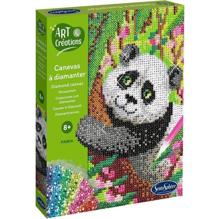 Creation Based On Mini Rhinestones - SENTOSPHERE - Art &; Creations - Diamond Painting Canvas - Panda - From 8 Years
