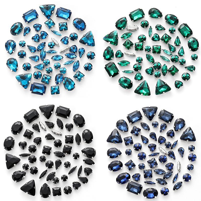 50 Mixed Silver Claw Drill Crystal Sewing Drill with Holes DIY Handmade Wedding Apparel Materials Jewelry Accessories Rhinestone Sew On Beads