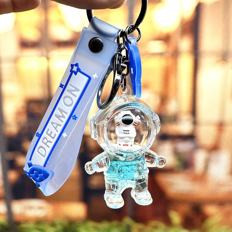 Treibsandflasche Astronaut Schlüsselanhänger Transparente Treibflasche Astronautenpuppe Exquisiter Auto-Taschen-Schlüsselanhänger