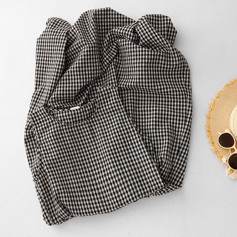 2025 Summer New Black and White Plaid Sleeveless Round Neck Cotton and Linen Dress Women's Loose and Thin Medium and Long Vest Skirt