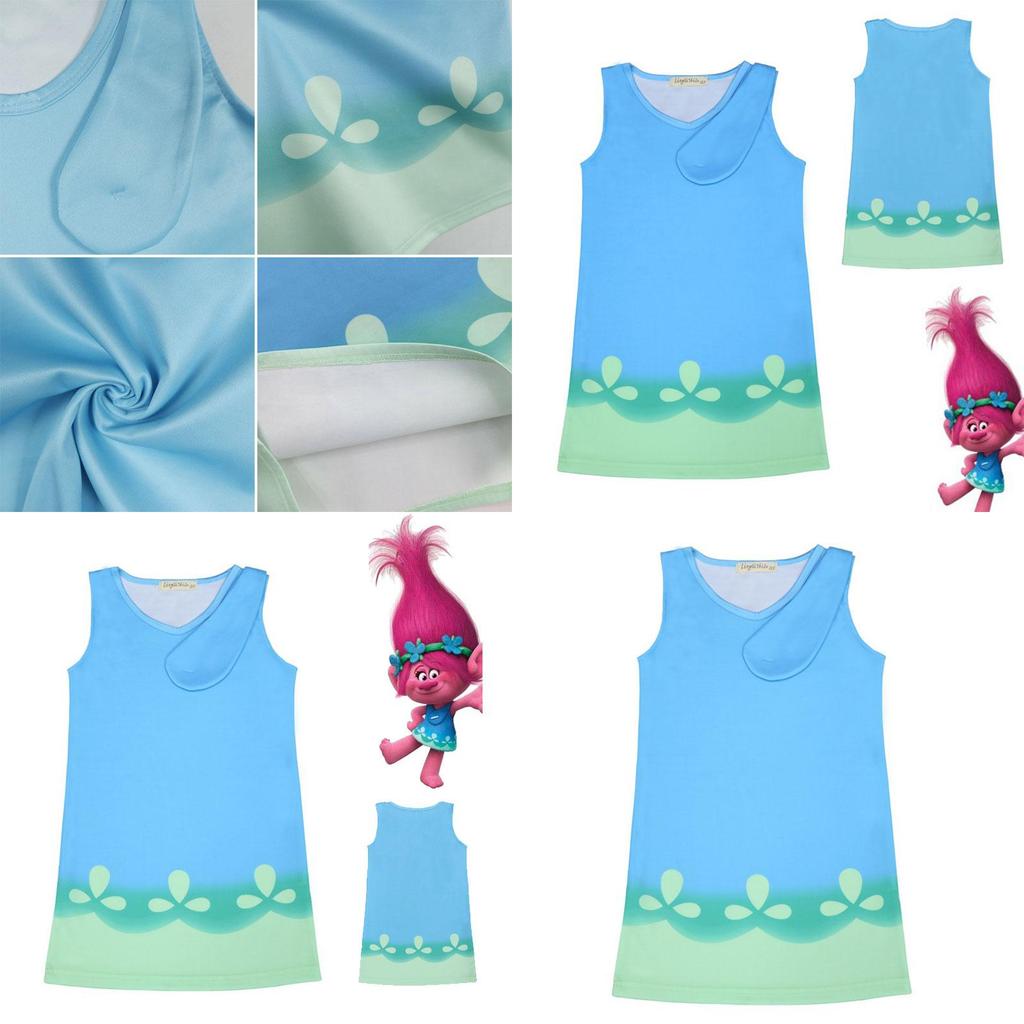 Entzückendes Trolls Poppy Cosplay-Kostüm für Kinder Perfekt für Geburtstagsfeiern