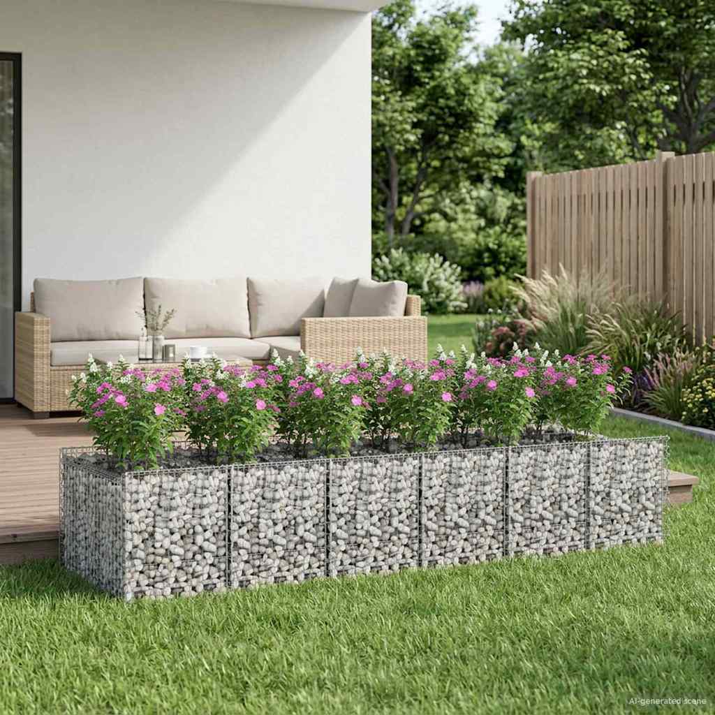 Gabion Raised Bed Set 2 Pcs Silver