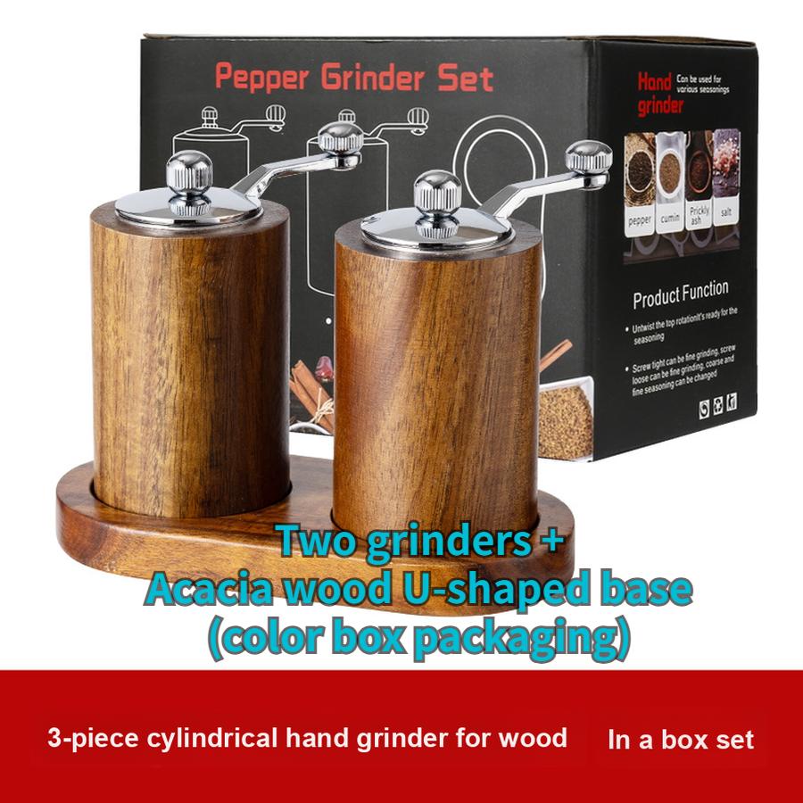Manual Pepper Grinder Kitchen Wooden Spice Mill for Black Pepper, Salt, and Herbs