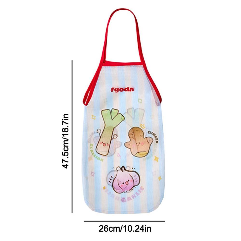 Wall-mounted Kitchen Hanging Bag Breathable Cartoon Mesh Bags Large Capacity Hollow Vegetable Storage Bag