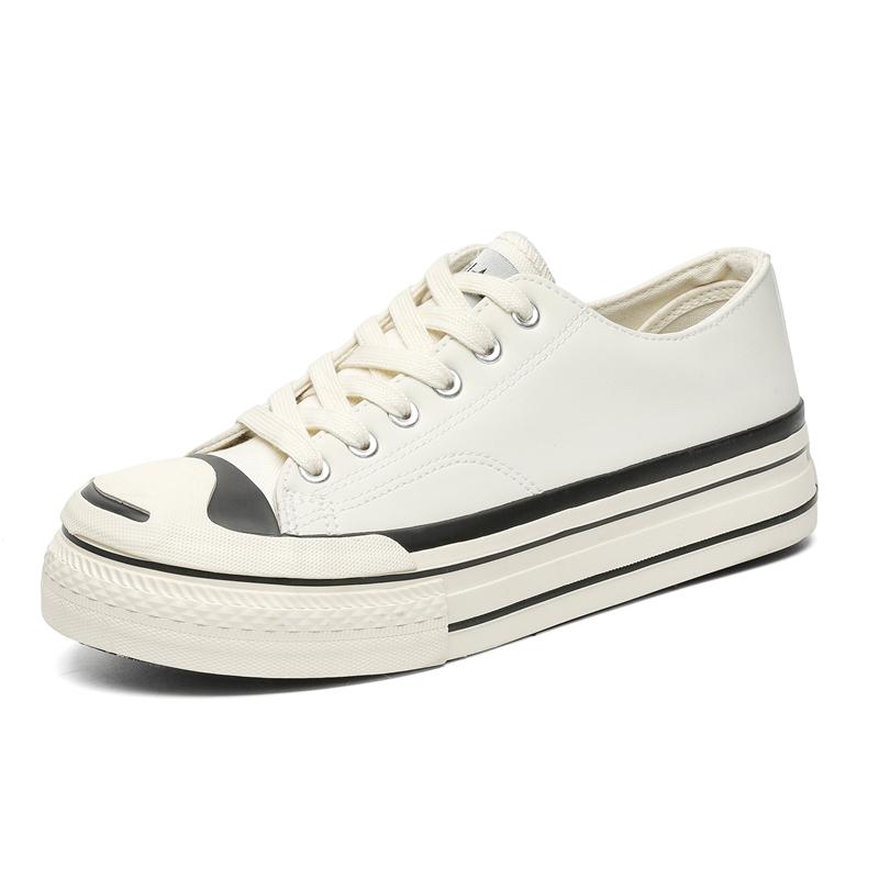 Παπούτσια Κάνβας 2025 Νέα Καλοκαιρινά Χαμηλού Κόψιμου Αυξητικού Ύψους Παχύσολα Λευκά Παπούτσια Ανδρικά Μαλακής Σόλας Δέσιμο με Κορδόνια Casual Παπούτσια Μαθητών