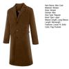 Men Woolen Coat Lapel Long Sleeve Buttons Placket Mid-length Coat Solid Color Retro Style Windbreaker