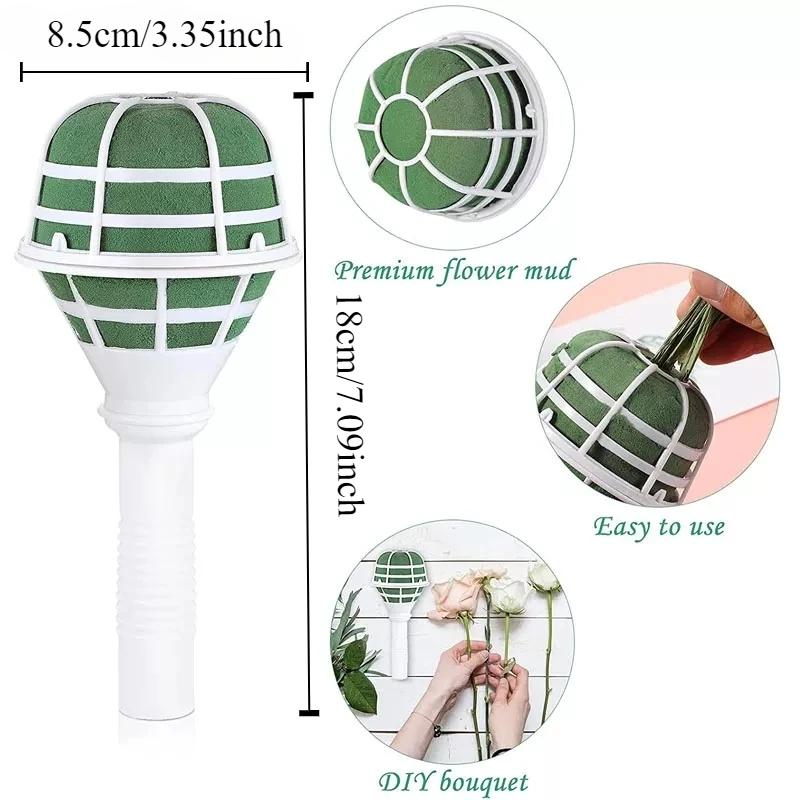 6pcs Foam Floral Handle Bouquet Holder Wedding Artificial Flowers Arrangement DIY Bridal Bouquet Decoration Supplies