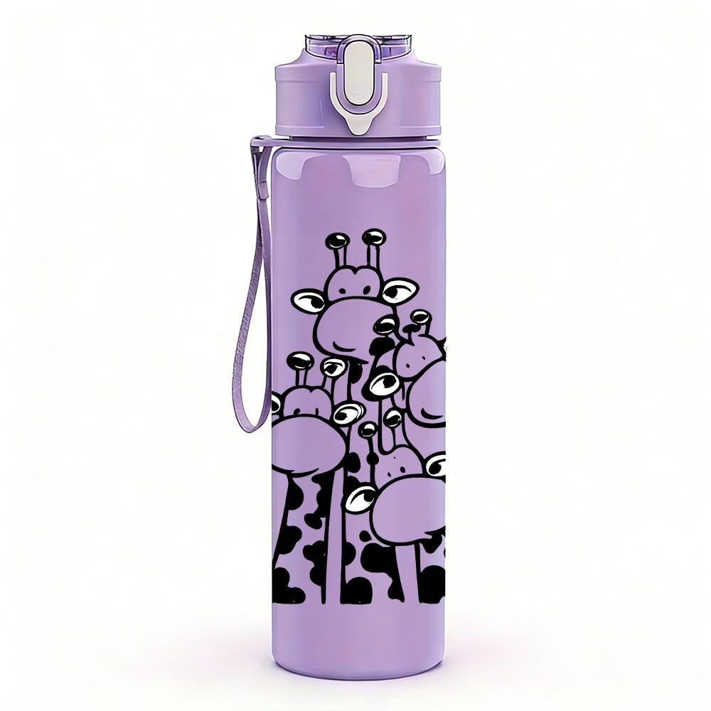 1PC Simple Clown Figure Print 750ml Color Plastic Sports Water Bottle Leakproof Flip Straw Lid Suitable for Sports Office Home Use
