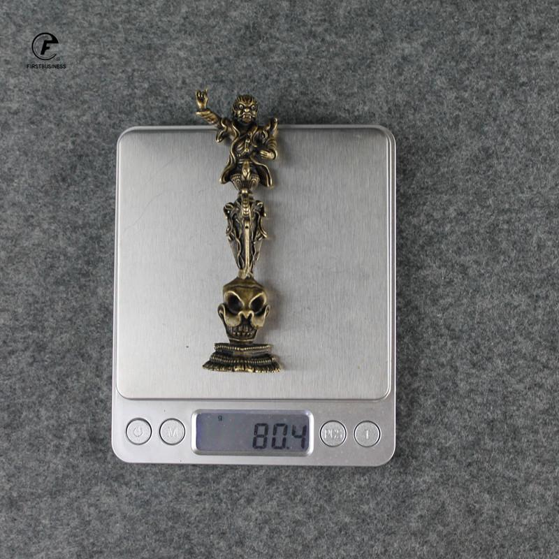 Nepal Handmade Solid Brass Angry Lotus Master Base Vajra Pestle Magic Pestle Eychains Holder Desk Decoration Paperweight Crafts