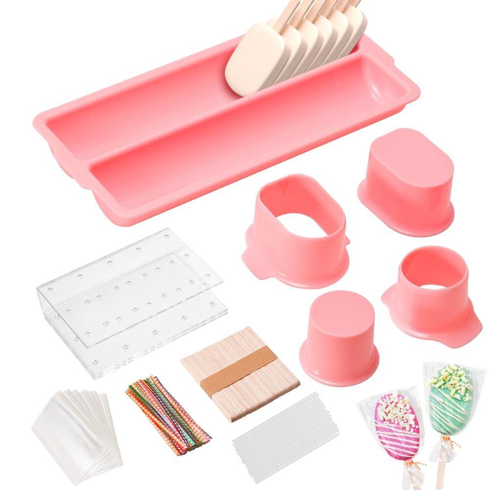 New Double Row Tray Cake Pop Mold Set Reusable with Acrylic Stand Cake Pop Cutter Non-Stick DIY Baking Tools Home Baking