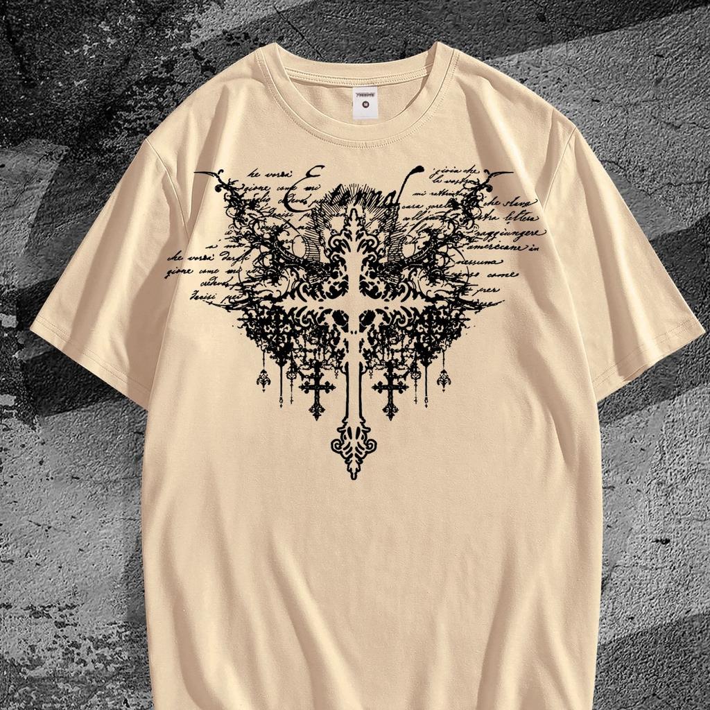 Dark Hip-Hop Men's Printed Summer Short-Sleeve T-Shirt, Casual and Fashionable, Suitable for Daily Wear