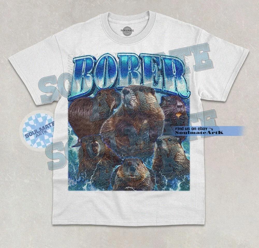 Bober T- Shirt Funny Meme Beaver Joke Hilarious Animal Graphic Bootleg Shirt S