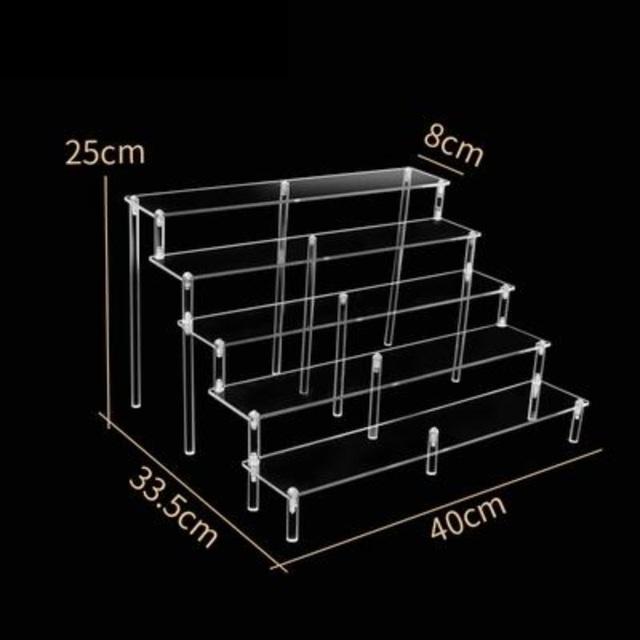 Ladder Acrylic Display Stand for Funko Figures,Cosmetics,Cupcake Perfume,Doll;Display Riser Rack Shelf for Decoration Organizer