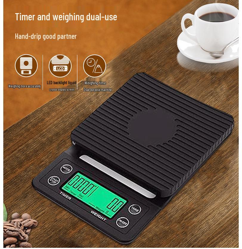 Pour-Over Kaffee & Küchenwaage mit Timer (5kg/0.1g)