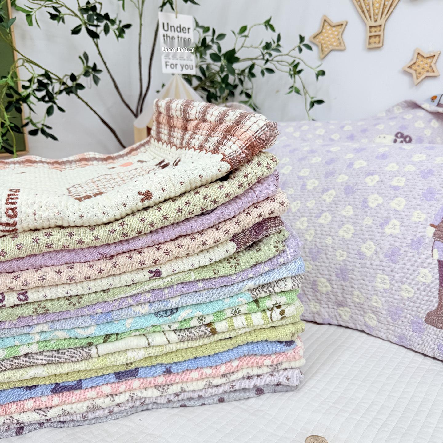 Korean Style Cotton Gauze Pillowcase: Sweat-Absorbent, Breathable, All-Cotton, Four-Proof (Oil, Sweat, Moisture, Dust), Enlarged and Thickened. 52*75cm