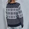 IHUASU Women's Snowflake Knit Loose Christmas Long Sleeve Pullover O-Neck Knitted Sweater