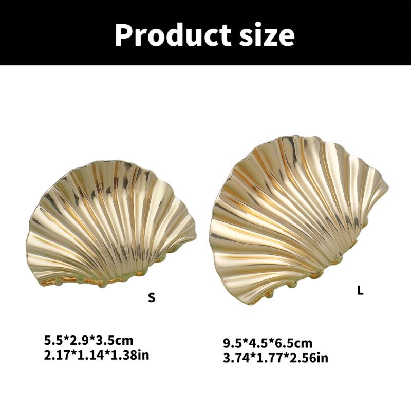 Elegant Gold Metal Seashells Hair Claw for Women Stylish Clip Crab Clamp Hairwear Hair Shaping Claw Clip for Daily Use