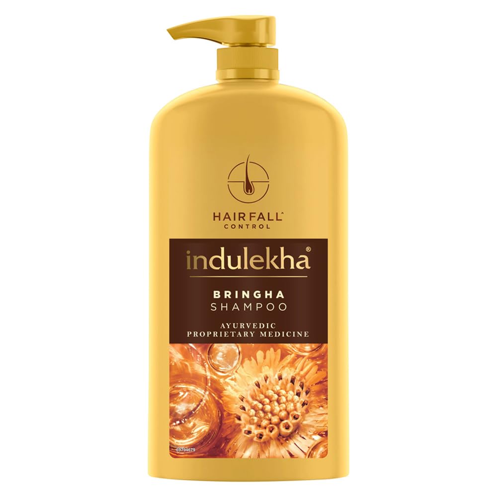 Indulekha Bringha Shampoo 1L For Hair Fall Control, Herbal Ayurvedic Cleanser, Strengthens Roots, Gentle Paraben-Free Hair Wash
