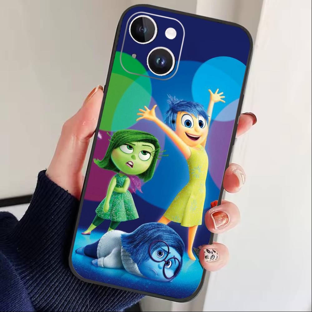 A-Adventure Anime Inside Out Phone Case For iPhone 17 16 15 14 13 12 Max Plus Silicone Black Cover