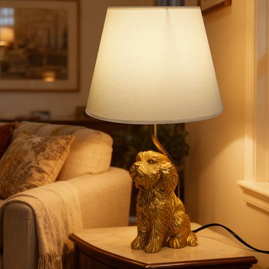 Desk Lamp Resin Bunny Puppy Cow Shape Night Light with Touch Switch Soft LED Lighting for Bedroom Bedside Table Hallway Home Office