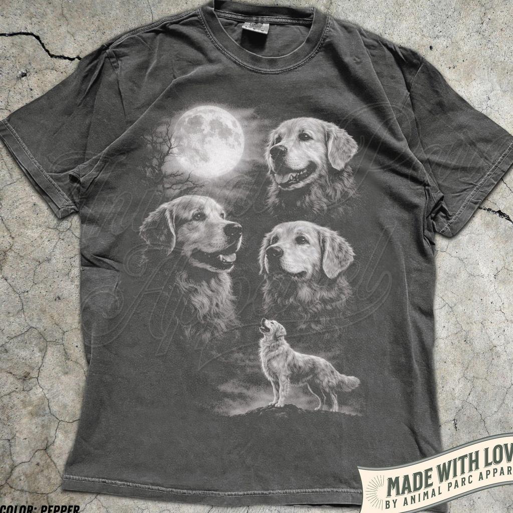 Vintage Golden Retriever Full Moon Shirt, Howling to the Moon Animal Tee, Funny Dog Graphic Tee, 90s Animal Shirts, Silly Dog Gift