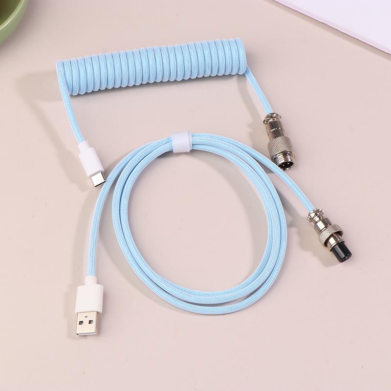 Mechanical Keyboard Coiled Cable Wire Type C USB Port Wire Mechanical Keyboard Aviator Desktop Computer Aviation Connector