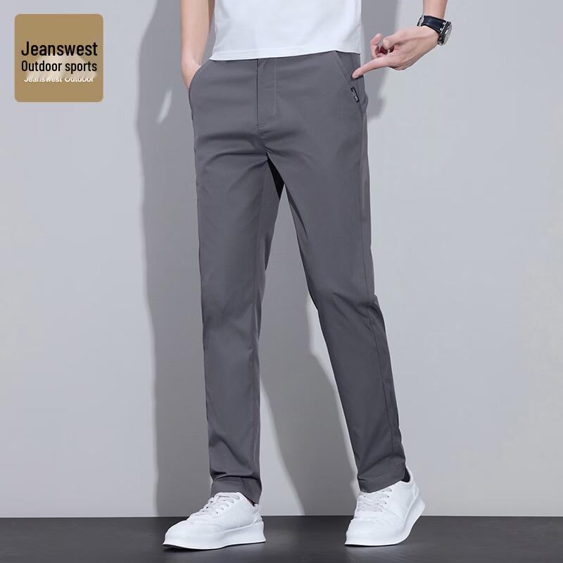 Jeanswest Men s Summer Ice Silk Quick-Dry Straight Leg Sport Pants 33 серый