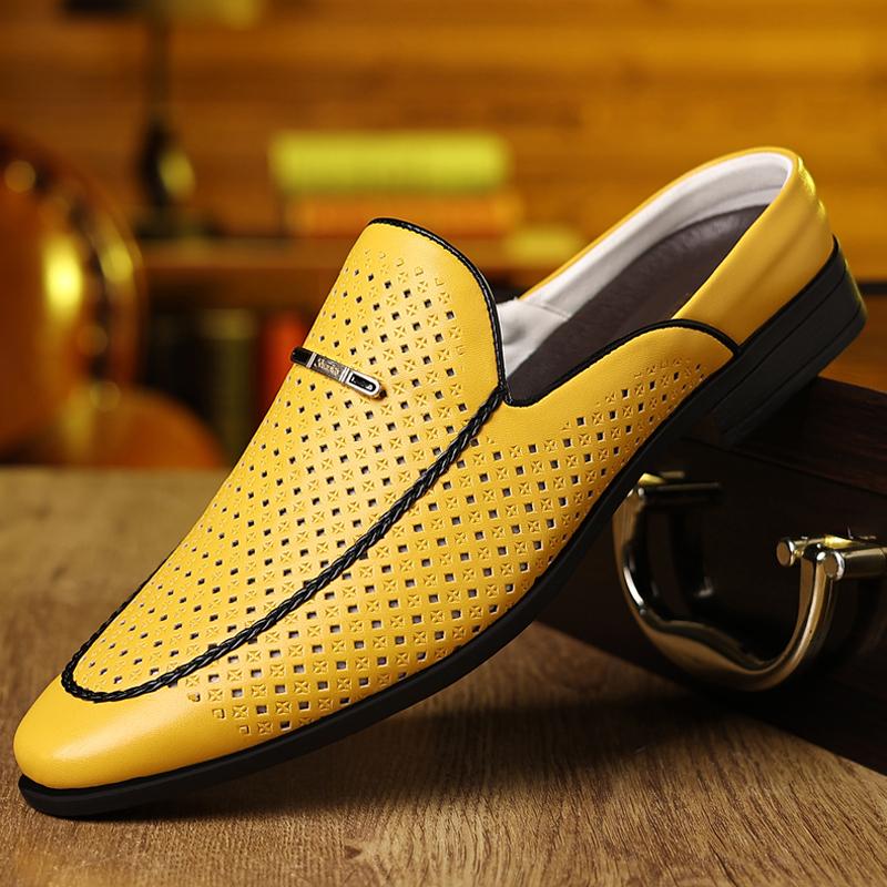 Taglia Larga 46 47 Mules da Uomo Slip-on Piatte Mezza Scarpa da Uomo Mocassini a Tacco Aperto Pantofole Scarpe Casual Sandali a Ciabatta in Pelle Estivi