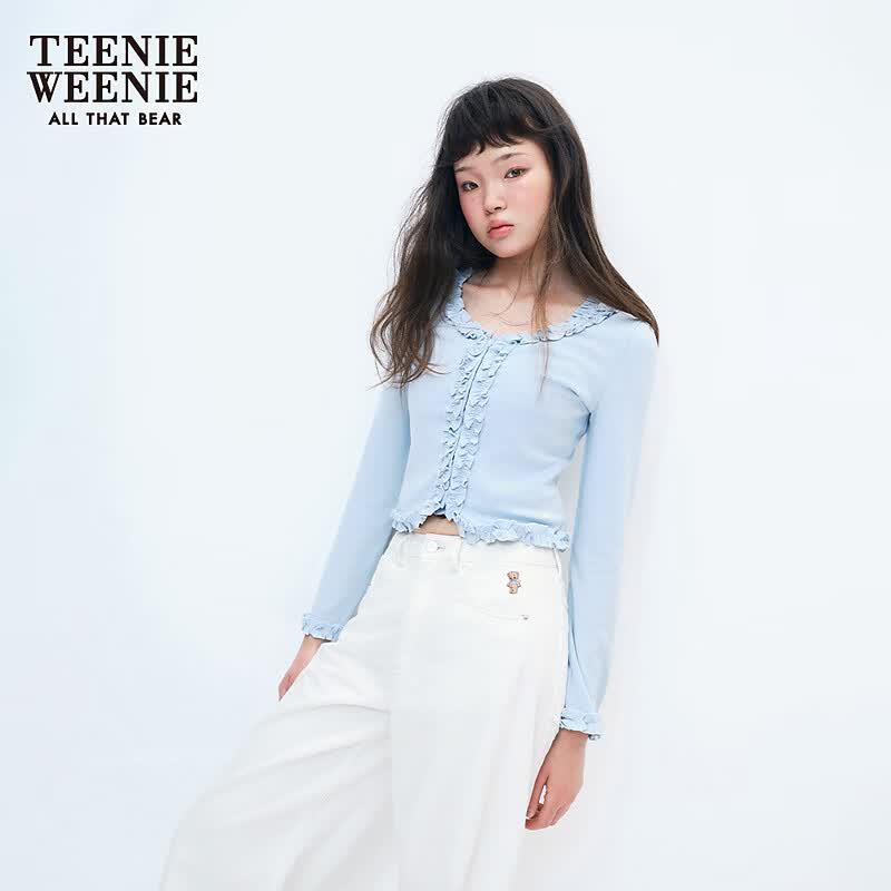 Teenie Weenie Women s V-Neck Bear T-Shirt M светло-синий