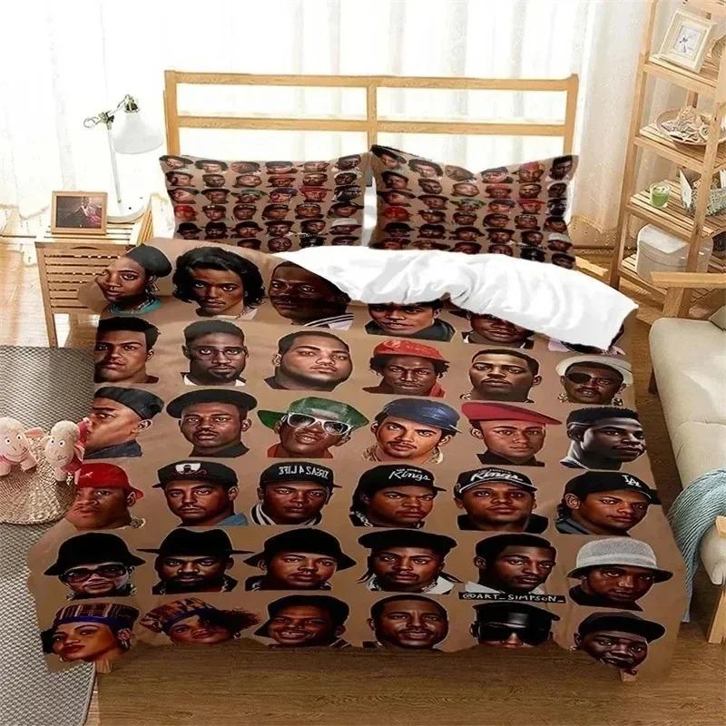 3D Hip Hop Rapper Bettwäsche-Set, Bettbezug Decke Bett-Set Steppdecke Kissenbezug, King Queen Twin Größe Jungen Mädchen Erwachsene