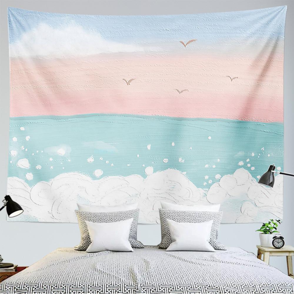 

Картина маслом пейзаж гобелен луна облако настенный гобелен Kawaii комната хиппи земля девушка спальня эстетическое украшение гобелена 100x75cm