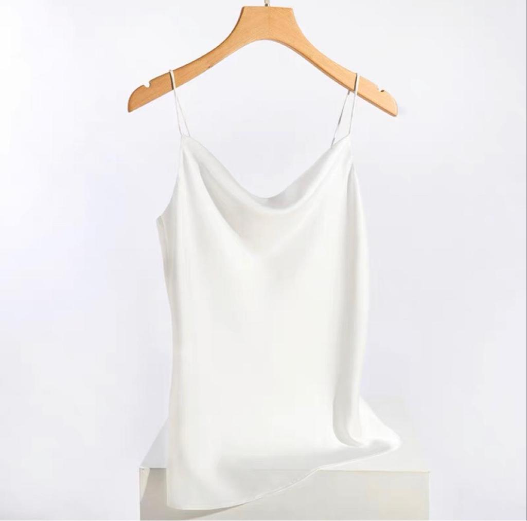 Women's Multicolor Satin Drape Camisole - Elegant Loose Fit with an Acetate Inner Layer