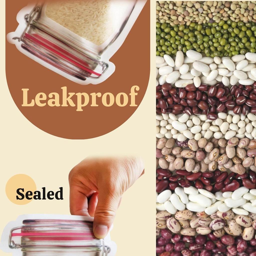 laffeya 20 Reble Mason Jar Bags for Cookies, Nuts, Candies, Great for Picnics, Camping, Sealable Spice Storage Bags