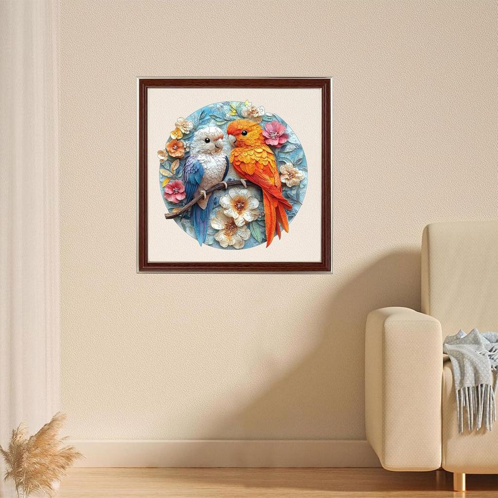 Qiuenisray Jigsaw 200 Wooden Parrot and Flowers x 3mm Irregularly Shaped Laser Home Home Brain Designer Supervision Puzzle, Pieces, Puzzle, (27.7 28.4