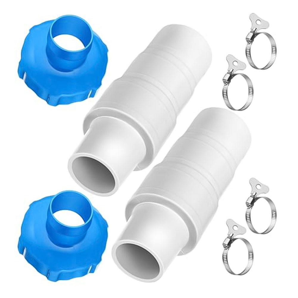 Pool Hose Adapter Kit With 11238 B Adaptors For 1-1/4 1-1/2 Inch Hoses Clamps Connectors Set For Ground Pool Pumps