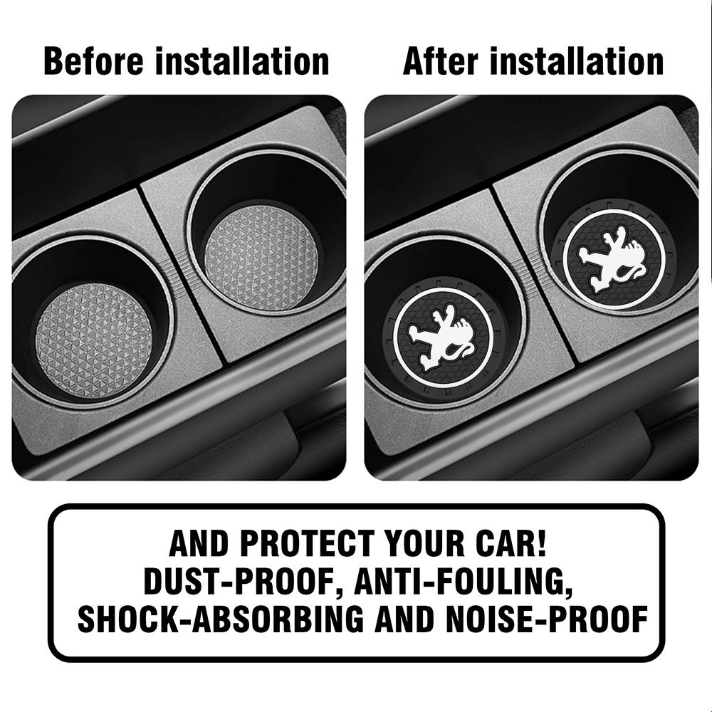 Car Coaster Water Cup Non-Slip Silicone Pad g Emblem Mat Valve For Peugeot 208 3008 2008 5008 207 307 206 107 408 Auto Accessories
