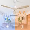 Ventilatore da soffitto da 52 pollici senza illuminazione con pale in legno massello, 6 livelli di velocità e telecomando per patio e soggiorno