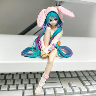 Anime Figure Action Figures Kawaii Rabbit Ear Pajamas Collectible Model Toys Noodle Stopper Birthday Gifts HATSUNE MIKU PVC Poseable Articulated Scale