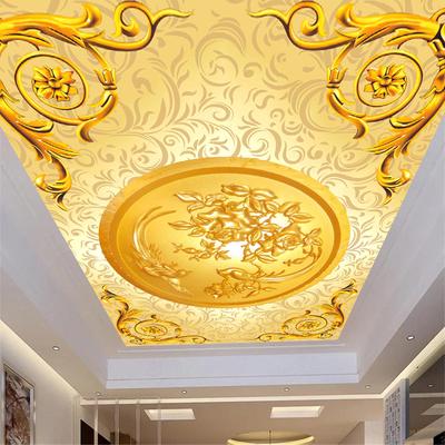 Duvar Kağıdı 3d Altın Avrupa Desen Stili Tavan Duvar Resmi Oturma Odası Yatak Odası Arka Plan Duvar 3d Tavan Duvar Resmi