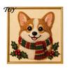 Christmas Themed DIY Projects Faux Pearl Art Kit, Xmas Hat Cat Dog Painting Holiday Home Decor Ornaments 3D Puppy Bead Craft Kit for Adults,