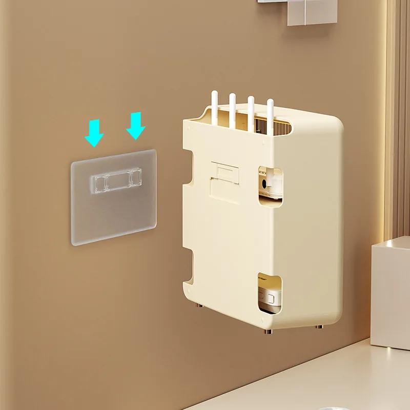 1 Set Router Storage Box Storage Shelf Household Supplies Punch-free Strong Load-bearing Multi-layer Wall Mounted Wireless Route