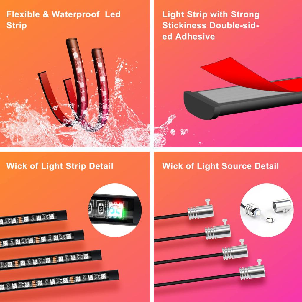 Neon Car LED Interior Lights RGB Ambient Light Fiber Optic Kit With APP Wireless Control LED Auto Atmosphere Decorative Lamp