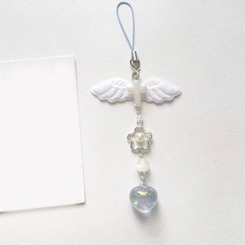 Cute Keychain Lanyard Phone Case String Fashion Phone Straps Eye Catching Heart Wing Keychain Suitable for Phone Cases
