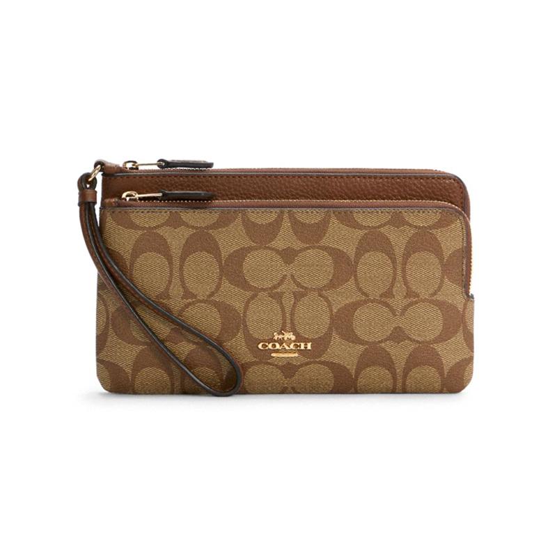 COACH Double Zip Wallet 20 Double Zip Leather Card Holder Wallet Clutch Medium Women s Saddle Brown коричневый