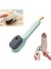 1pc Easy-To-Use White PP Multi-Functional Shoe Brush - Press-Type Built-In Liquid Dispenser, Soft Non-Destructive Bristles.