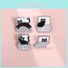 Adorable Black Cat Cartoon Alloy Brooch Cute Animal Badge Charming Cat Accessory